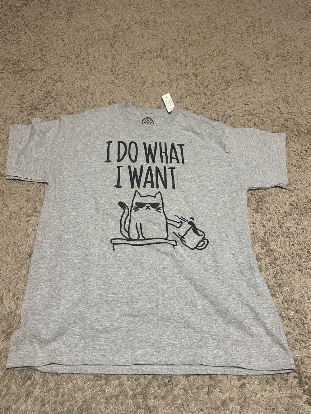 I Do What I Want Cat Graphic Tee - Gray